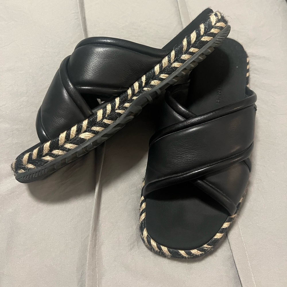 Tory burch leather espadrille slide sandals